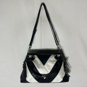 Black and White Leather Purse Handbag Shoulder Bag